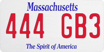 MA license plate 444GB3