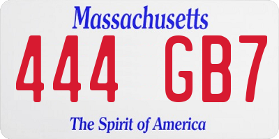 MA license plate 444GB7