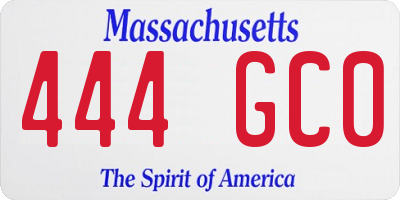 MA license plate 444GC0