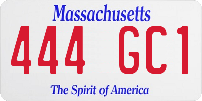 MA license plate 444GC1