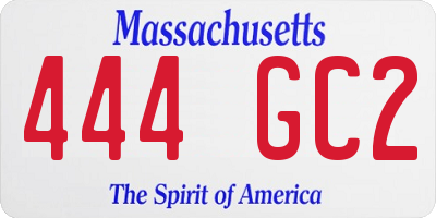 MA license plate 444GC2