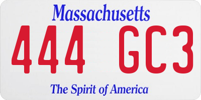 MA license plate 444GC3