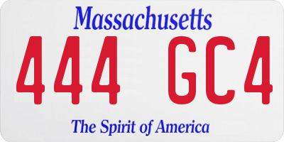 MA license plate 444GC4