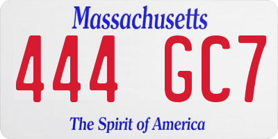 MA license plate 444GC7