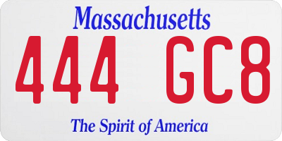 MA license plate 444GC8