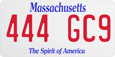 MA license plate 444GC9
