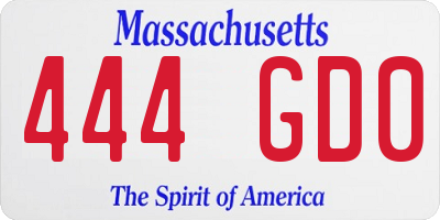 MA license plate 444GD0