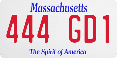MA license plate 444GD1