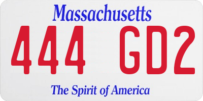 MA license plate 444GD2