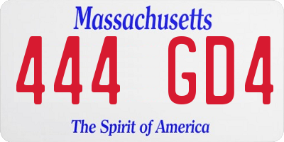 MA license plate 444GD4