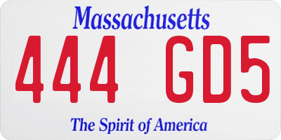 MA license plate 444GD5