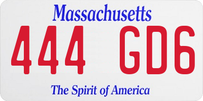 MA license plate 444GD6