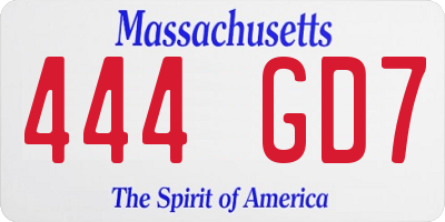 MA license plate 444GD7