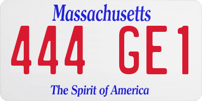 MA license plate 444GE1