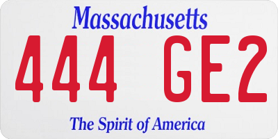 MA license plate 444GE2