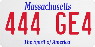 MA license plate 444GE4