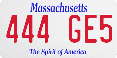 MA license plate 444GE5