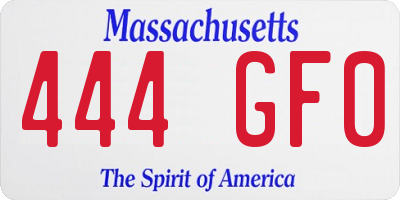 MA license plate 444GF0
