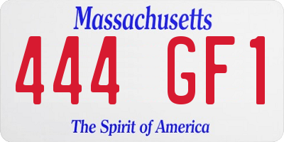 MA license plate 444GF1