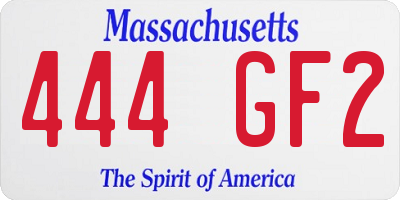 MA license plate 444GF2