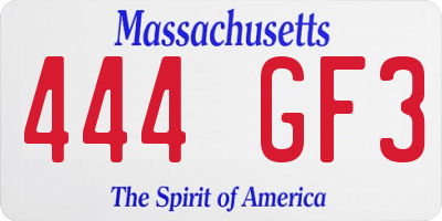 MA license plate 444GF3