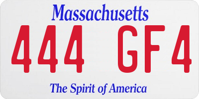 MA license plate 444GF4