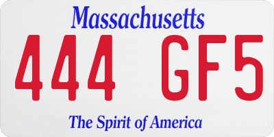 MA license plate 444GF5