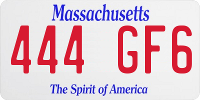 MA license plate 444GF6