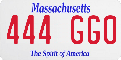 MA license plate 444GG0