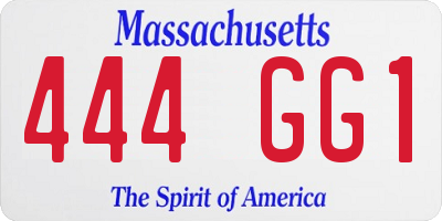 MA license plate 444GG1