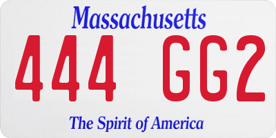 MA license plate 444GG2