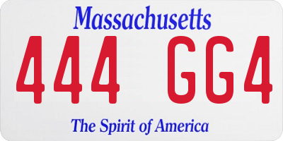 MA license plate 444GG4