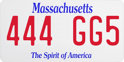 MA license plate 444GG5