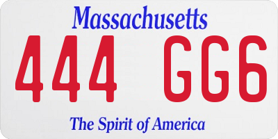 MA license plate 444GG6