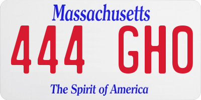 MA license plate 444GH0
