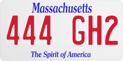 MA license plate 444GH2