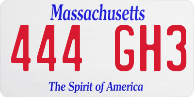 MA license plate 444GH3