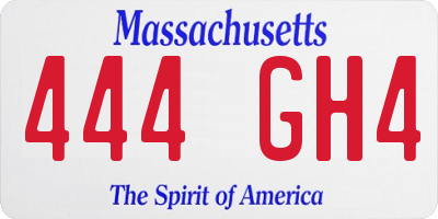 MA license plate 444GH4