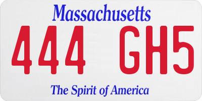 MA license plate 444GH5