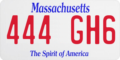 MA license plate 444GH6