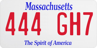MA license plate 444GH7