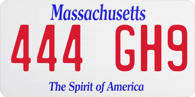 MA license plate 444GH9