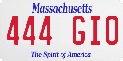MA license plate 444GI0