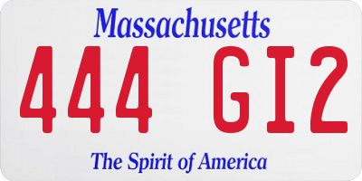 MA license plate 444GI2