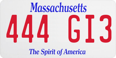 MA license plate 444GI3