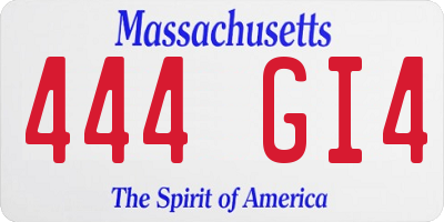 MA license plate 444GI4