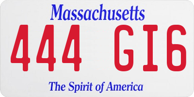MA license plate 444GI6