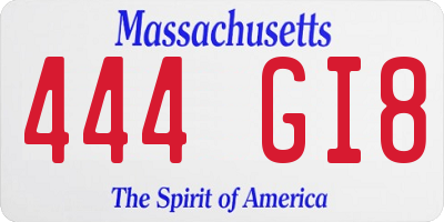 MA license plate 444GI8