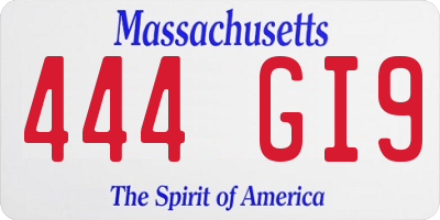 MA license plate 444GI9