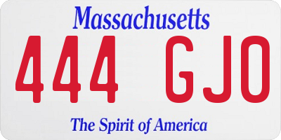 MA license plate 444GJ0